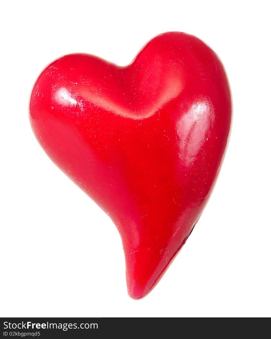 Red heart on white background