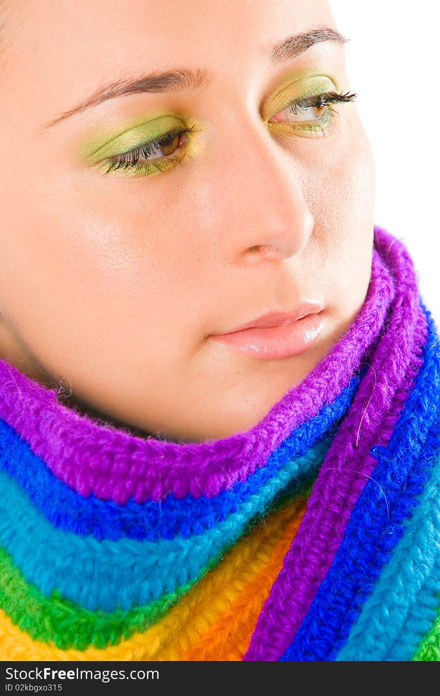 Portrait Of A Young Girl With Colored Scarf