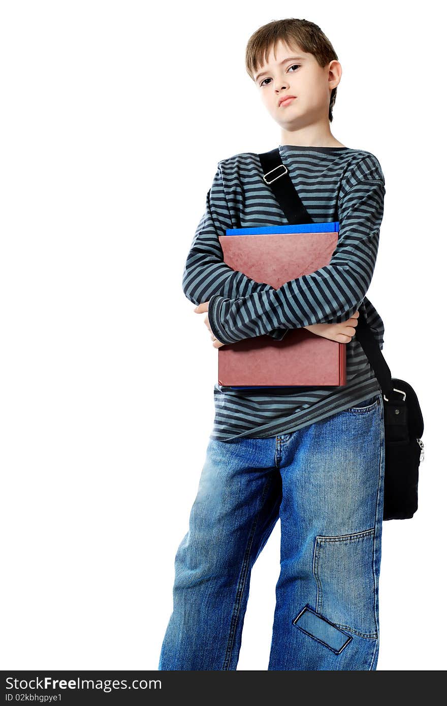 Educational theme: boy teenager with books. Isolated over white background. Educational theme: boy teenager with books. Isolated over white background.