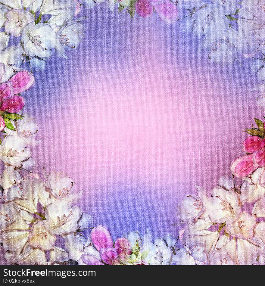 Floral Frame With Canvas Texture