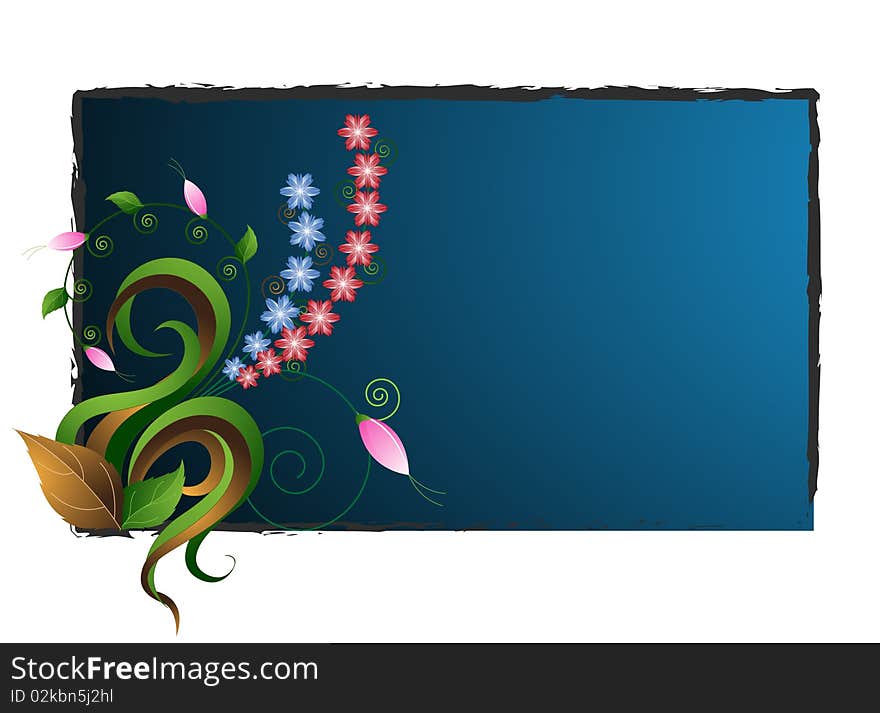 Abstract Floral Bouquet On Dark Blue Background