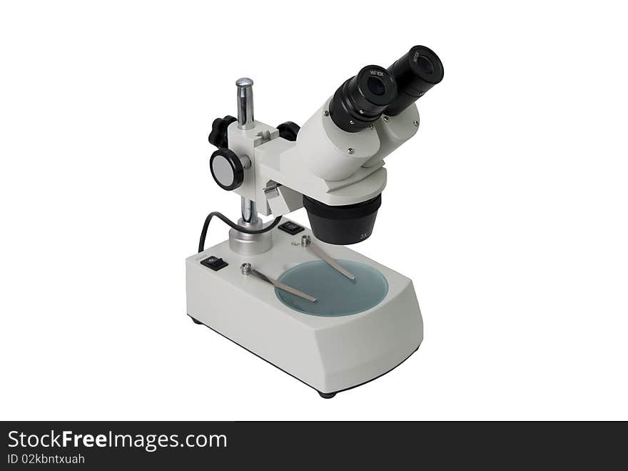 Microscope on a white background