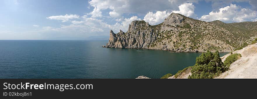 Crimea mountains and Black sea landscape, good sunny day. Crimea mountains and Black sea landscape, good sunny day