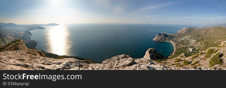 Crimea mountains and Black sea landscape, good sunny morning. Crimea mountains and Black sea landscape, good sunny morning