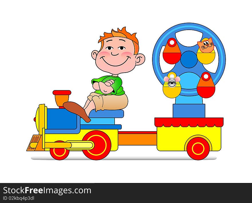 Little Boy On Blue Locomotive