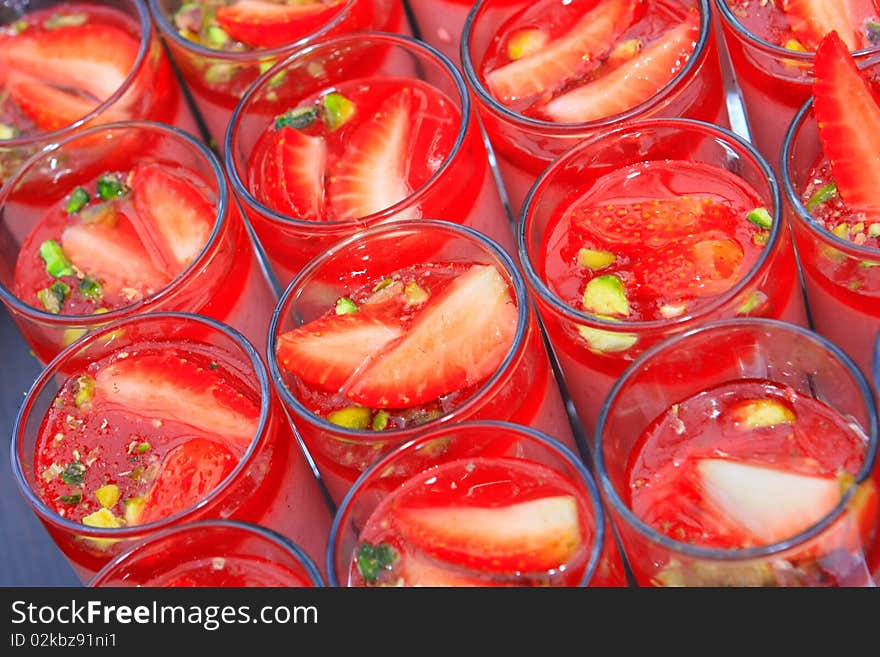 Strawberry dessert in glass cup