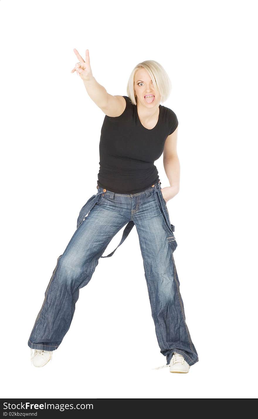 Blonde Women in jeans isolated