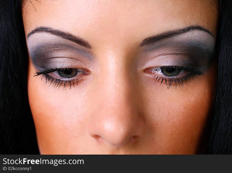 Close-up portrait of young woman with black hair. Close-up portrait of young woman with black hair