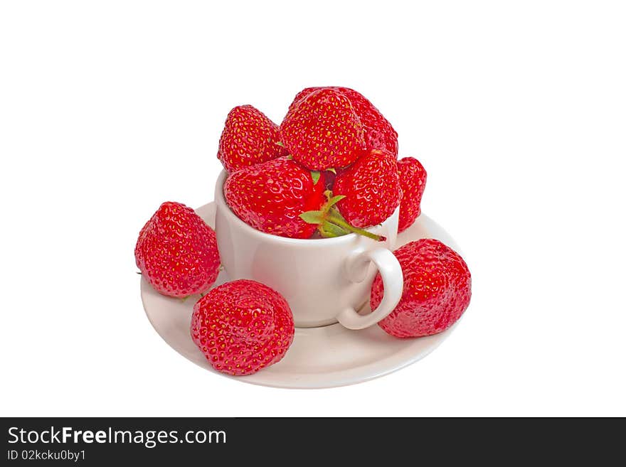 Strawberry in cup on white background