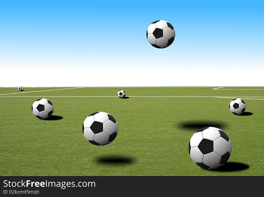 Image of soccer balls on a field