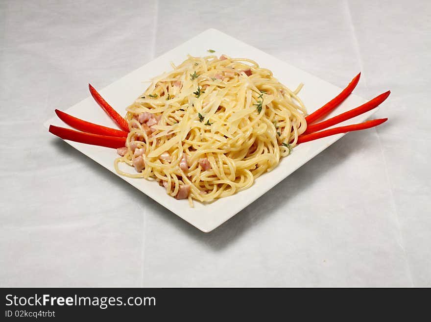 Spaghetti with ham