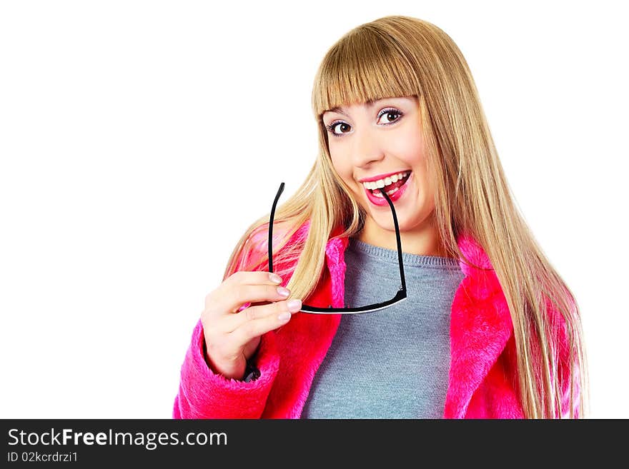 Portrait of a beautiful young woman with sunglasses. Portrait of a beautiful young woman with sunglasses