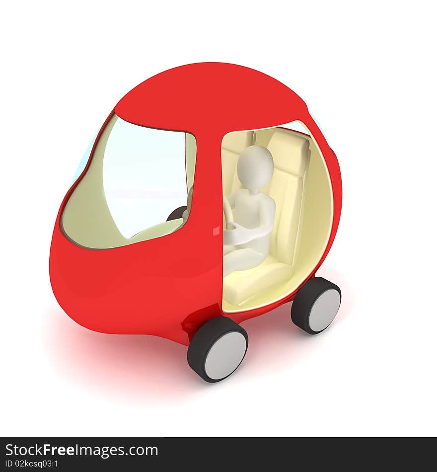 Red car over white. 3d render