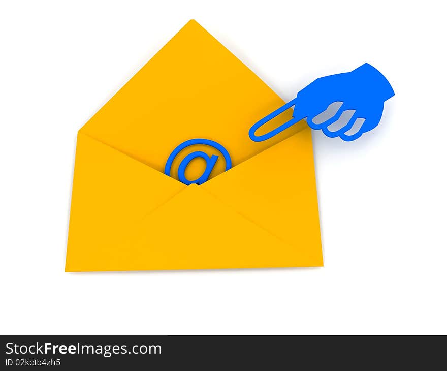 Envelope With E-mail Sign Over White