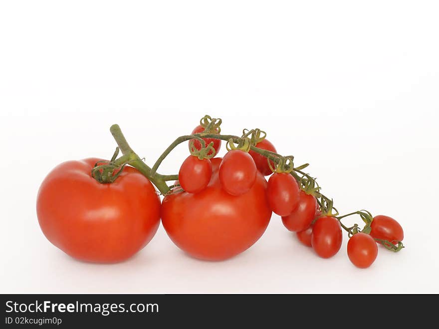 Two types of tomatoes white background