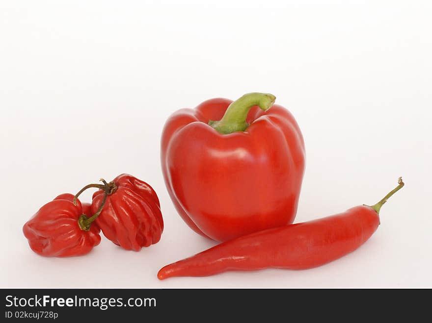 Peppers in three different forms