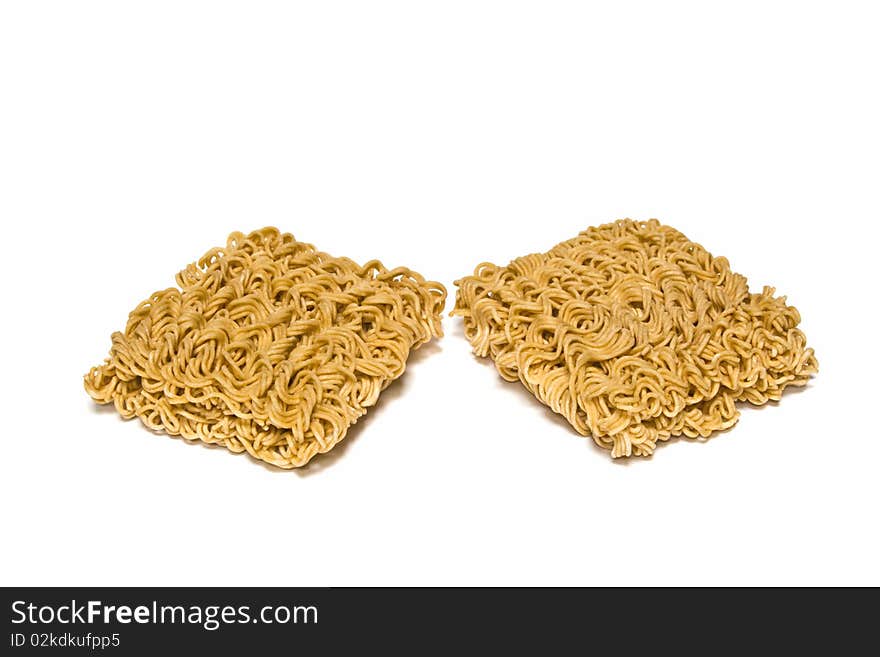 Isolation of 2 pieces ready made noodle