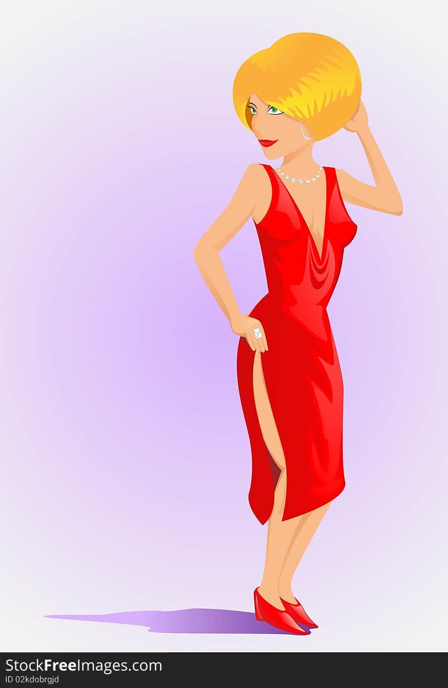 The woman in a red dress