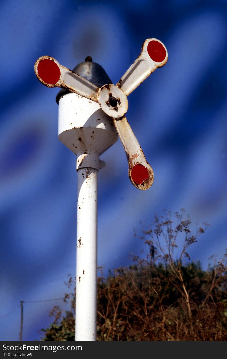 Rail sign of grade crossing in the country