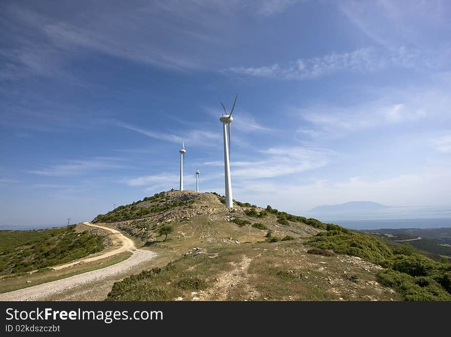 Wind turbines in north Greece