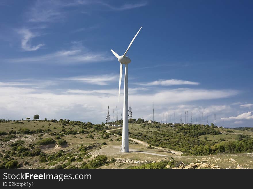 Wind turbines in north Greece