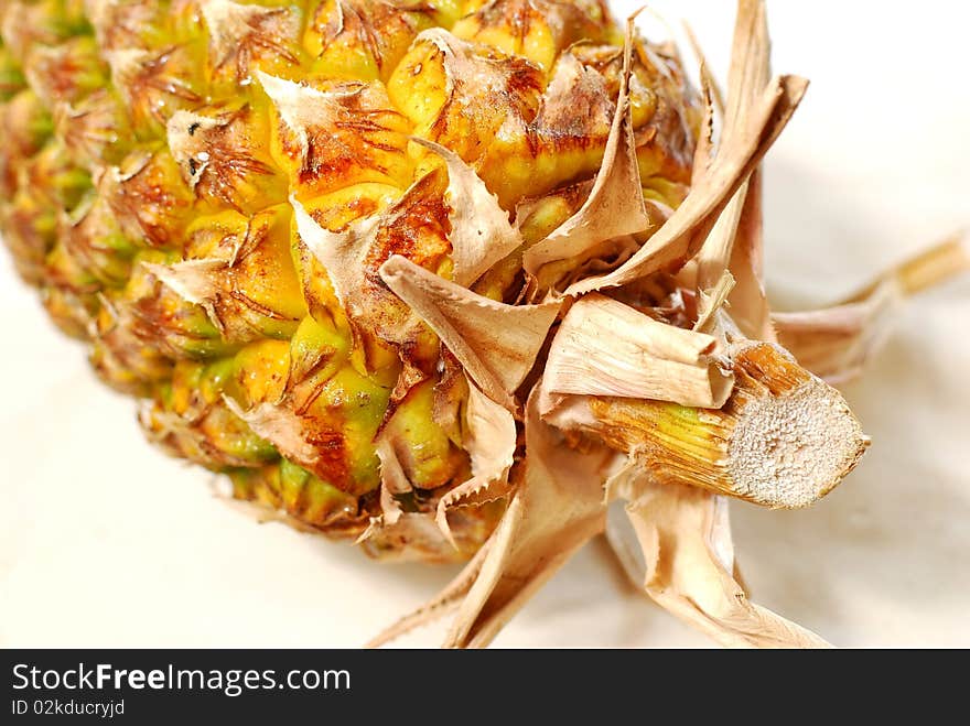 Ripe and dried pineapple isolated on white background. For food and beverage, healthcare, and diet and nutrition concepts. Ripe and dried pineapple isolated on white background. For food and beverage, healthcare, and diet and nutrition concepts.