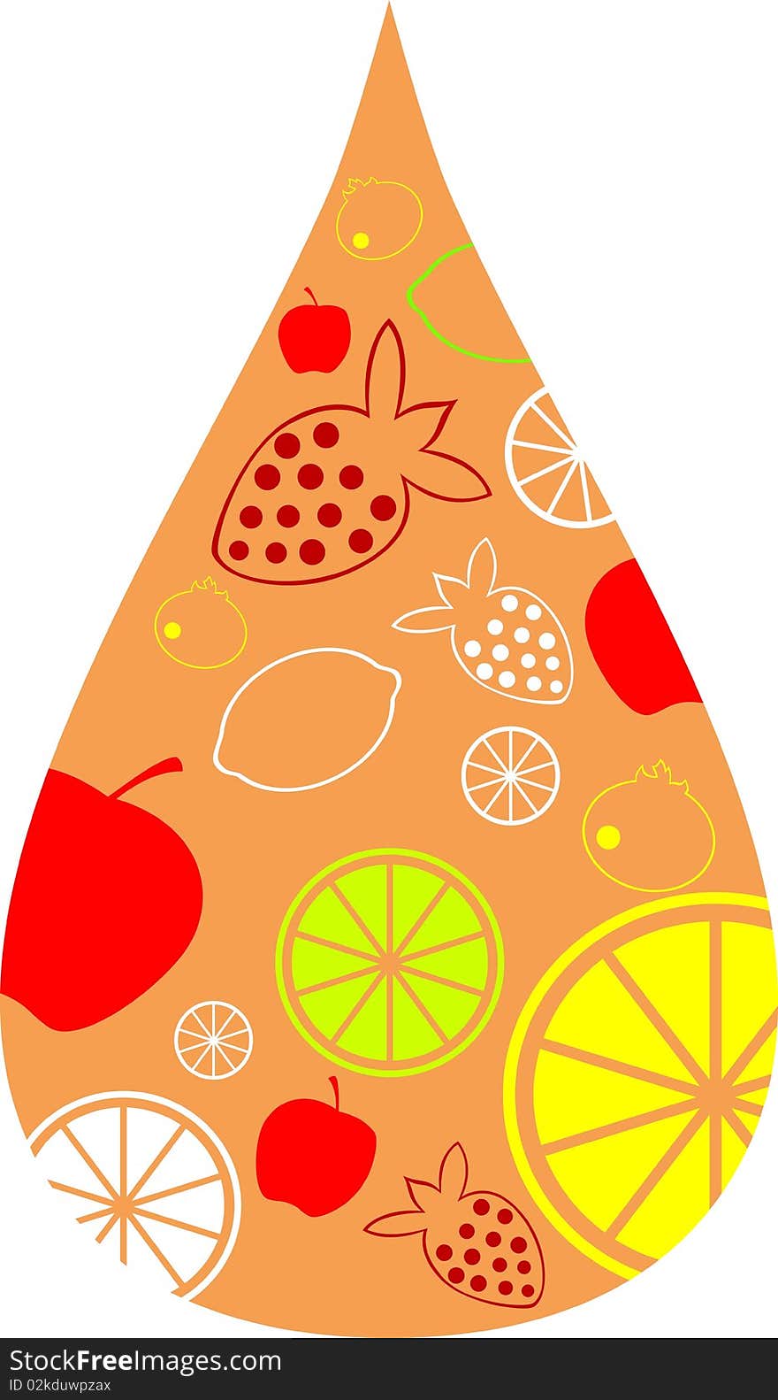 Fruit silhouettes in drop shape illustrated image. Fruit silhouettes in drop shape illustrated image