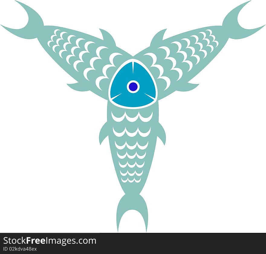 Isolated line art fish design