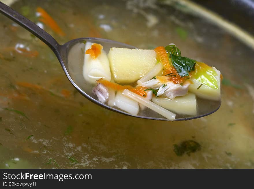 Soup with chicken and vegetables