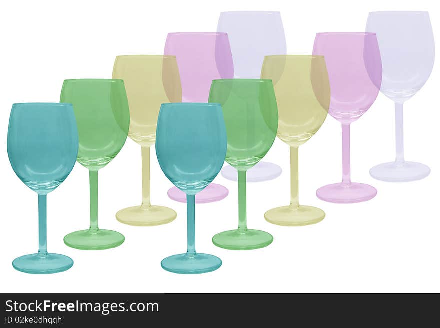 �olourful glasses on a white background