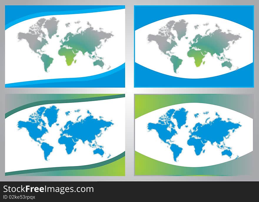 Set of four world map, ideal for your background or design. Set of four world map, ideal for your background or design