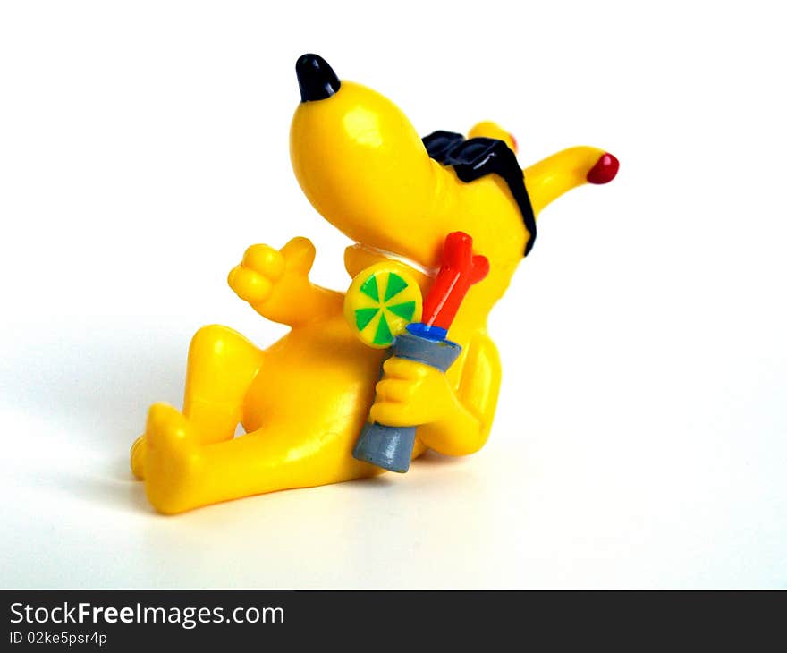 Yellow dog  with drink islolated on white background