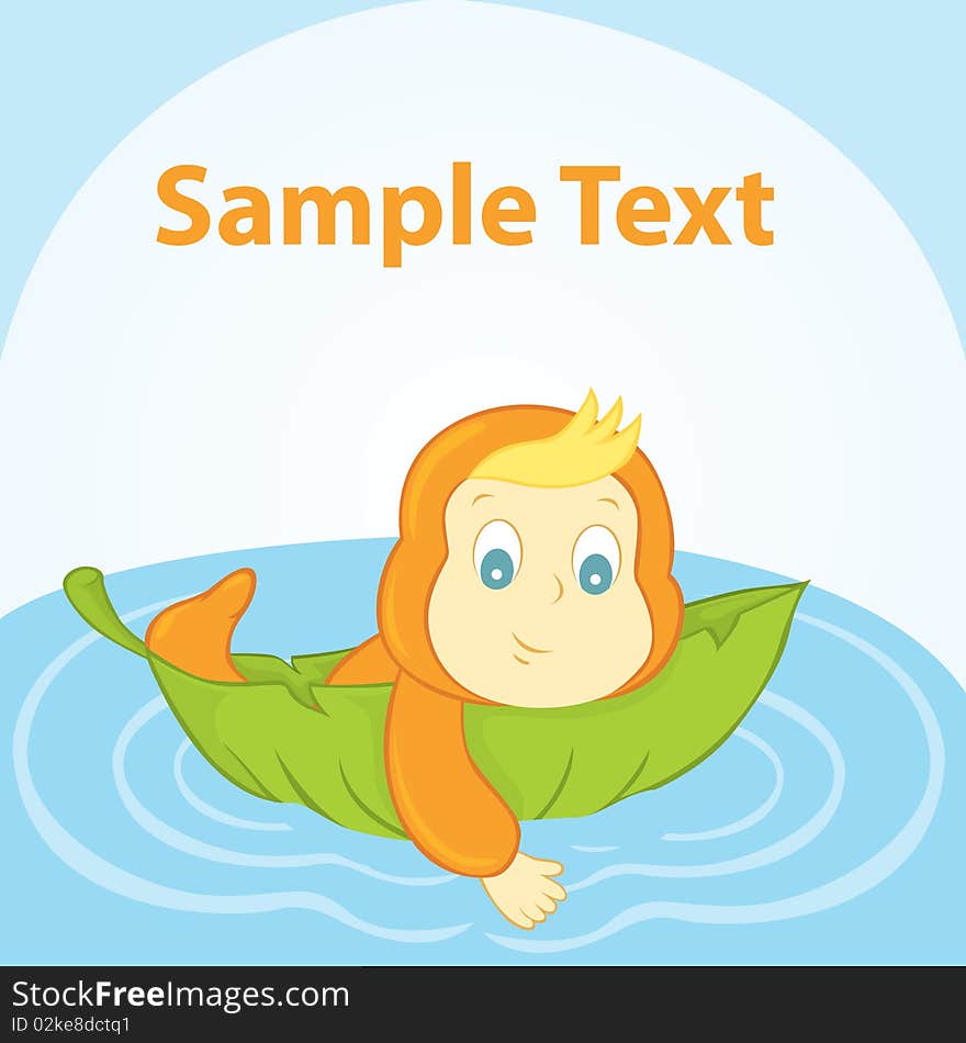 Baby on a lily pad illustration