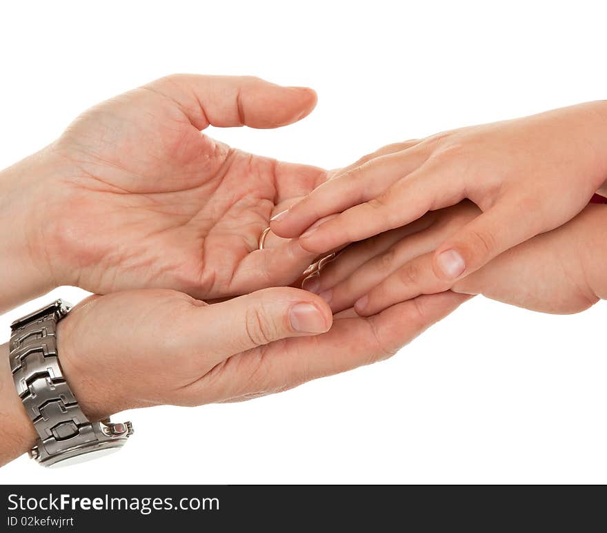 Adults and children's hands in different gestures