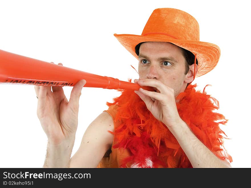 Soccer fan with horn