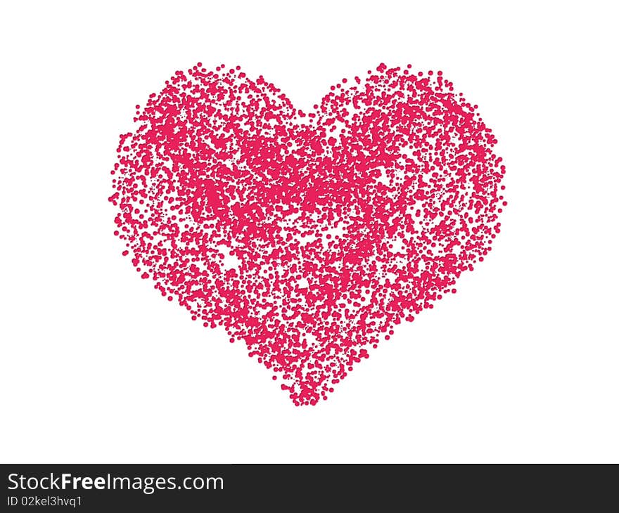 Red heart  on white  background