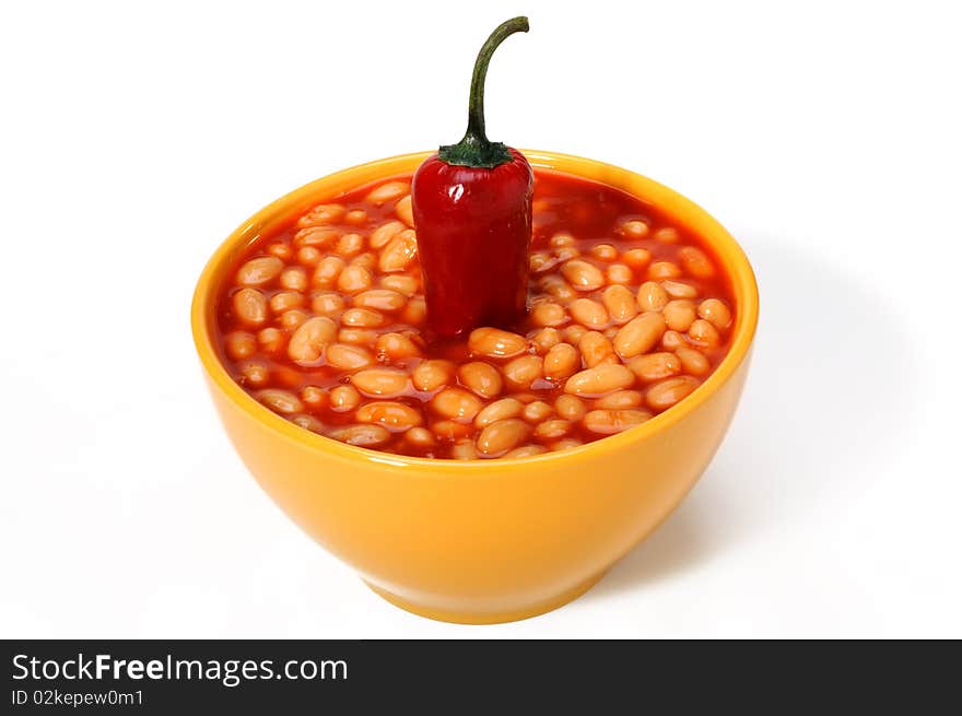 Bowl of chili with pepper