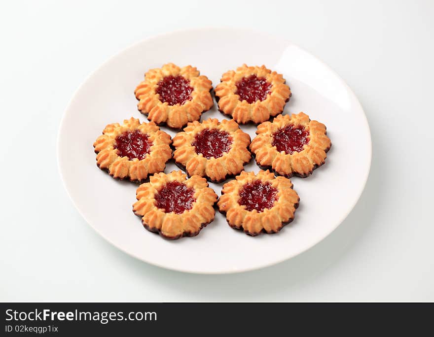 Plate of shortbread cookies with jam. Plate of shortbread cookies with jam