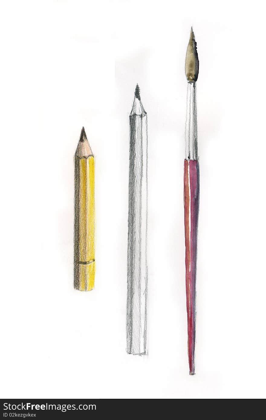 Brush and pencils