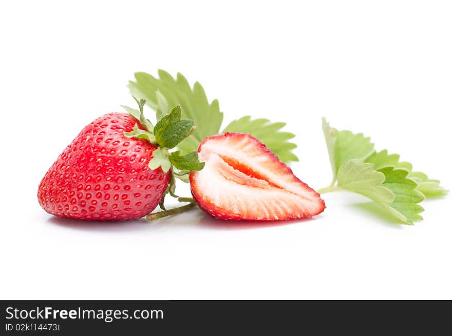 Fresh ripe strawberry on white background