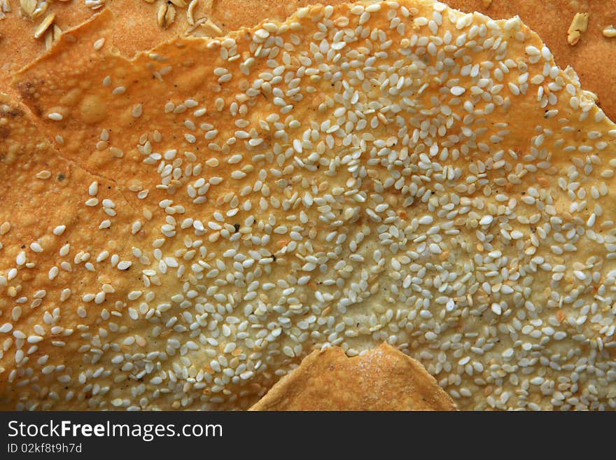 Chips of bread with seeds