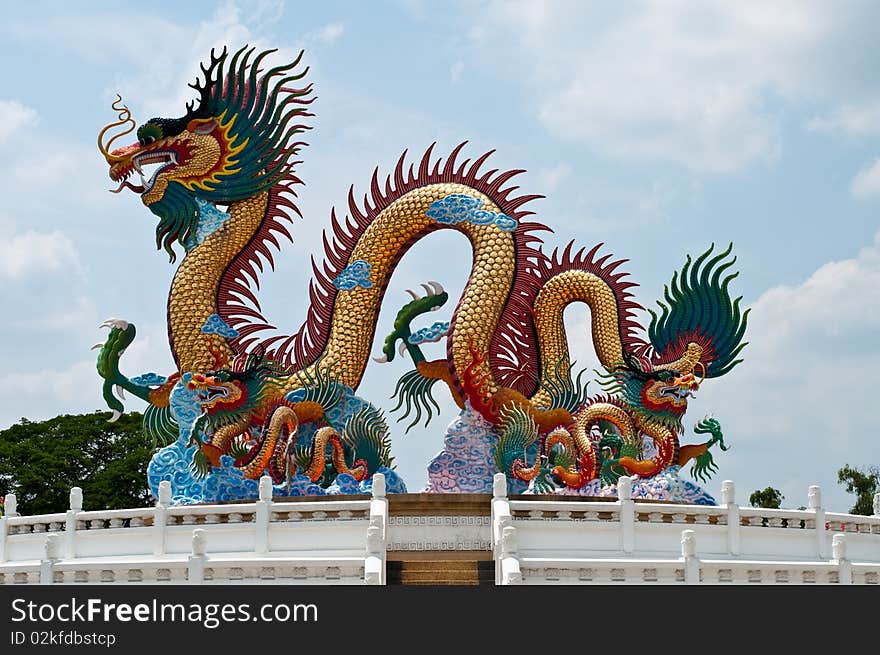 Dragon statue at Nakhornsawan city in Thailand.