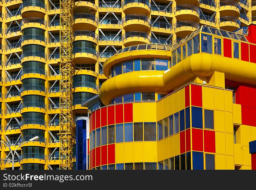 Architectural colourful facade of modern building