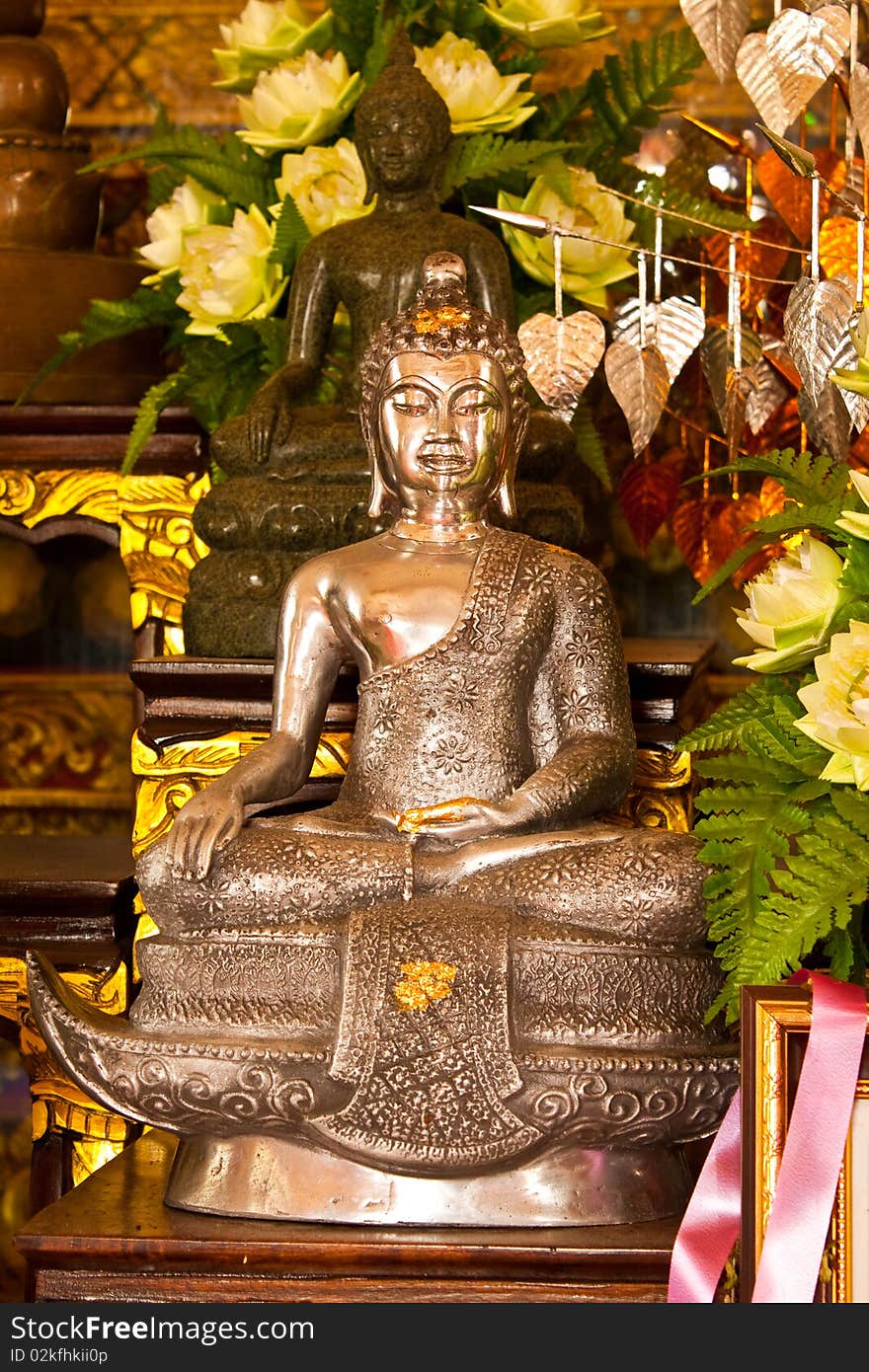 Silver buddha image