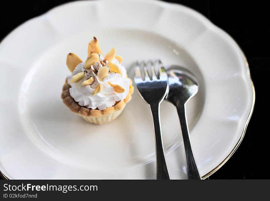 Sweet petit cake on the dish