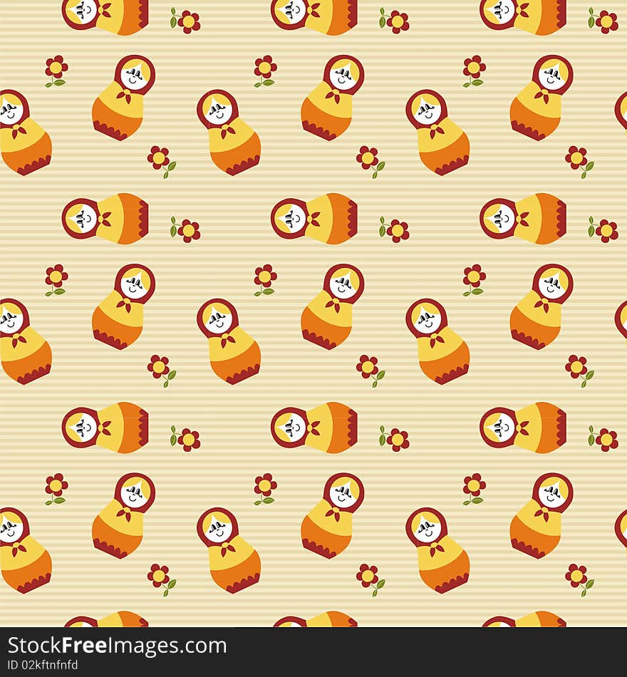 Seamless pattern with russian dolls