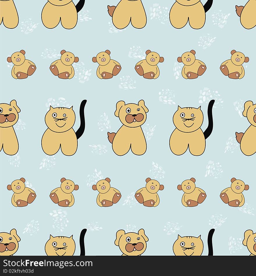 Seamless Sweets Pattern With Pets