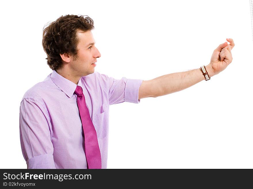 Young attractive male adult making invitation gesture using his finger, all isolated on white background. Young attractive male adult making invitation gesture using his finger, all isolated on white background