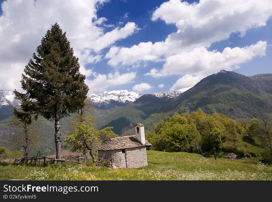 Picture of apline landscape in a sunny day. Picture of apline landscape in a sunny day