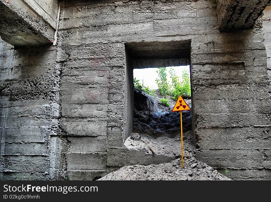 Near Chernobyl area. Modern ruins. Ukraine. Kiev region. Near Chernobyl area. Modern ruins. Ukraine. Kiev region